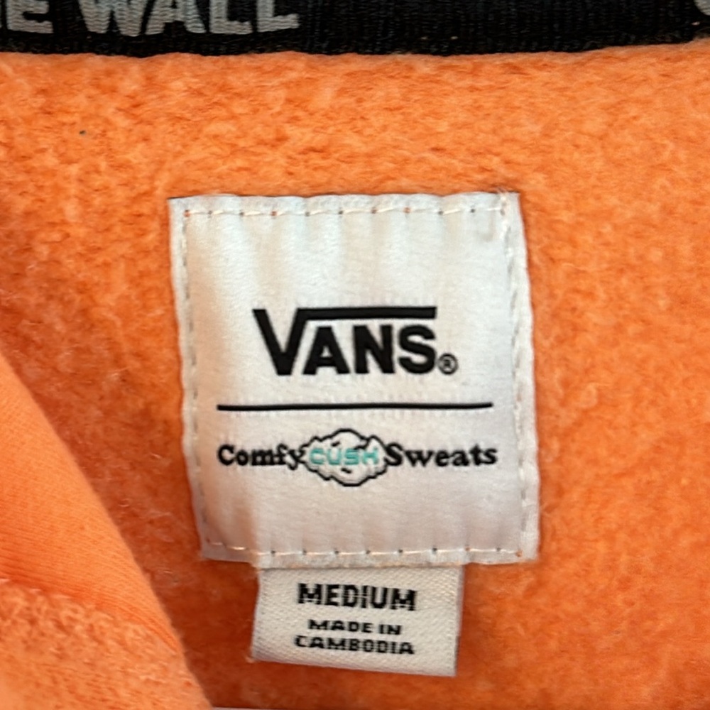 VANS Comfycush Soft Sueded Fleece Pullover Hoodie Sweatshirt Orange Size M - Picture 4 of 11